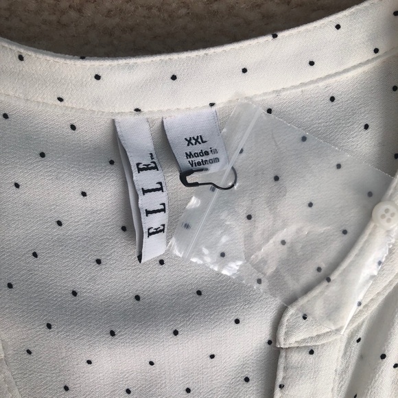 Elle Split V-Neck Polka Dot Blouse XXL - Picture 9 of 11